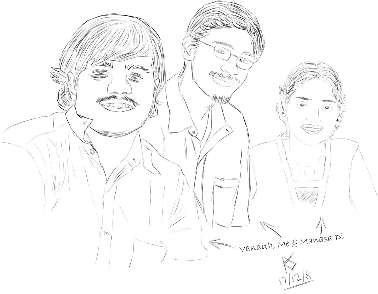 Quick sketch of Vandith, Manasa di & me