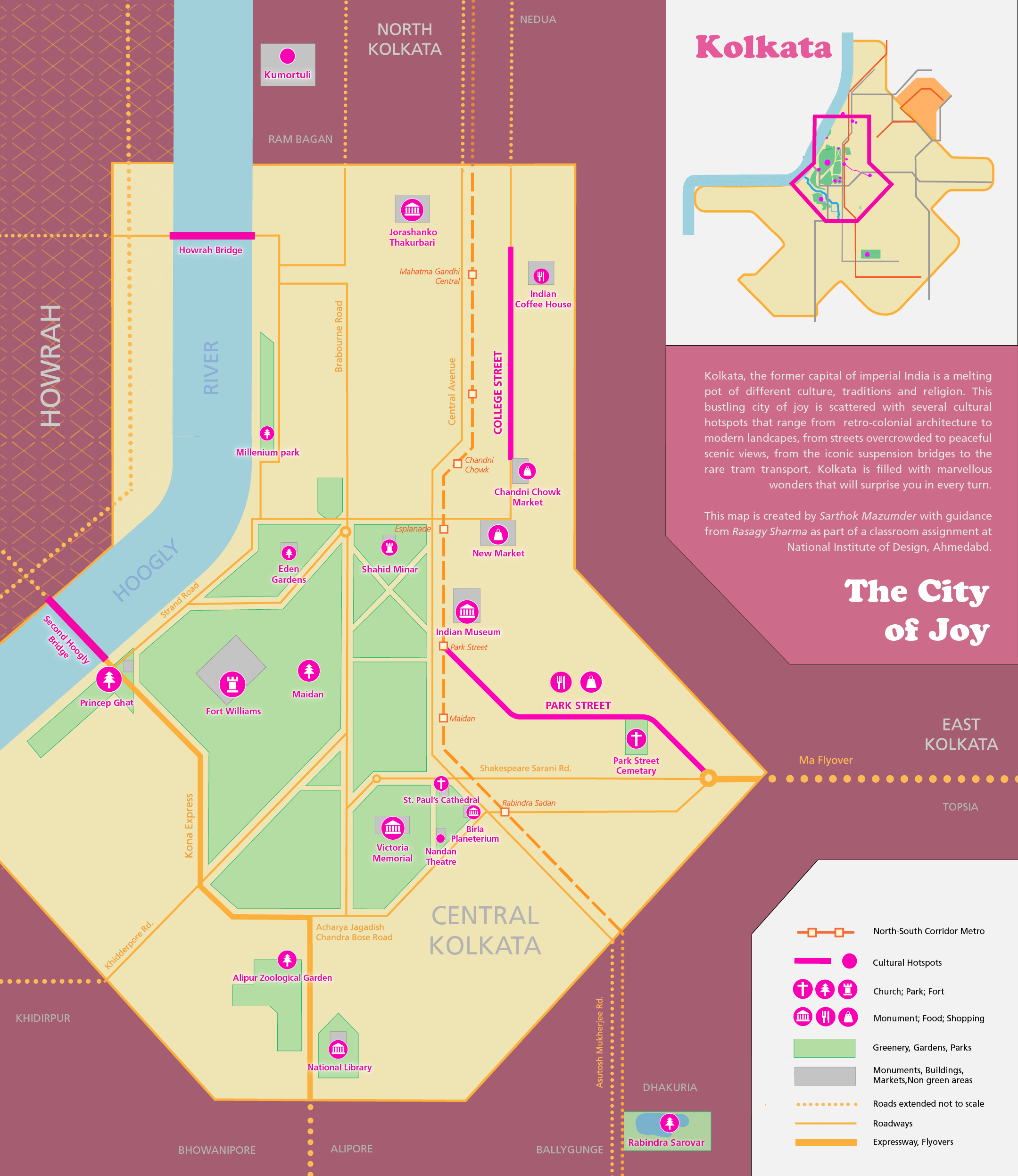 Final Schematic map of Kolkata by Sarthok Mazumder