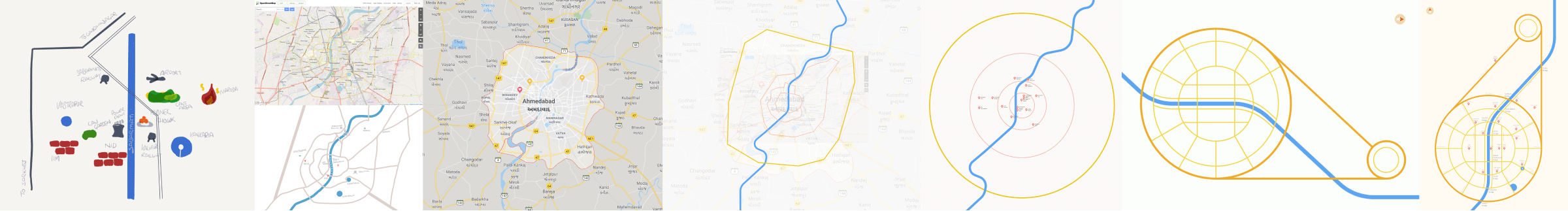 Process of Schematic map of Ahmedabad & Gandhinagar by Akshay