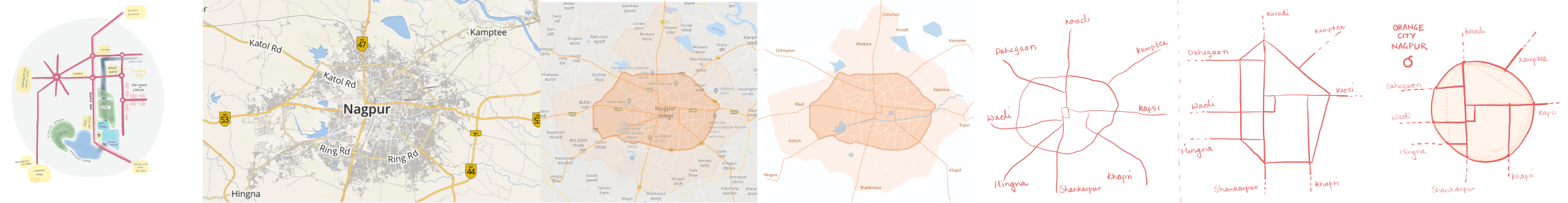 Process of Schematic map of Nagpur by Roopam