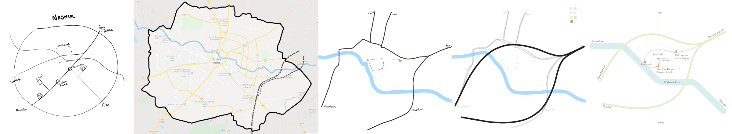 Process of Schematic map of Nashik by Shravani