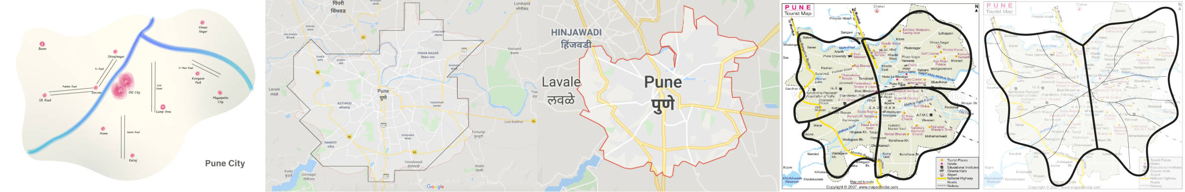 Process of Schematic map of Pune by Tanaya